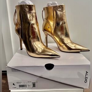 ALDO Nilita Gold Stiletto Ankle Boot